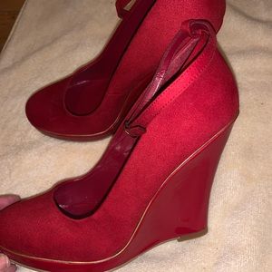 Red Platform Wedges
